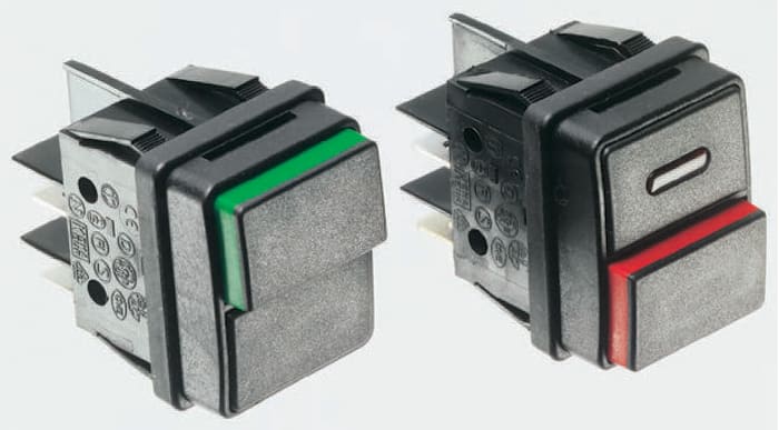 Molveno Illuminated Push Button Switch, Latching, Panel Mount, DPST, Red LED, IP40