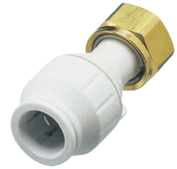 John Guest Plastic Pipe Fitting, Straight Push Fit Tap Adapter, 15mm, BSP 1/2in