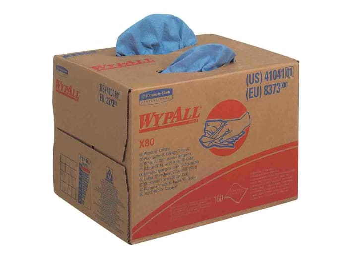 Toallitas Reutilizable para Limpieza industrial Kimberly Clark WypAll de color Azul, en Caja de 160