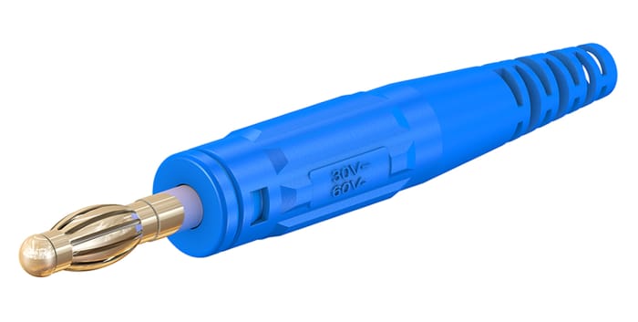 Staubli Blue Male Banana Plug, 4 mm Connector, Screw Termination, 32A, 30 V, 60V dc, Nickel Plating