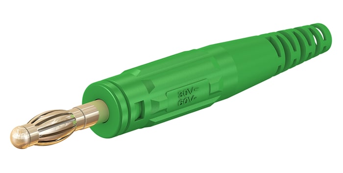 Staubli Green Male Banana Plug, 4 mm Connector, Screw Termination, 32A, 30 V, 60V dc, Nickel Plating