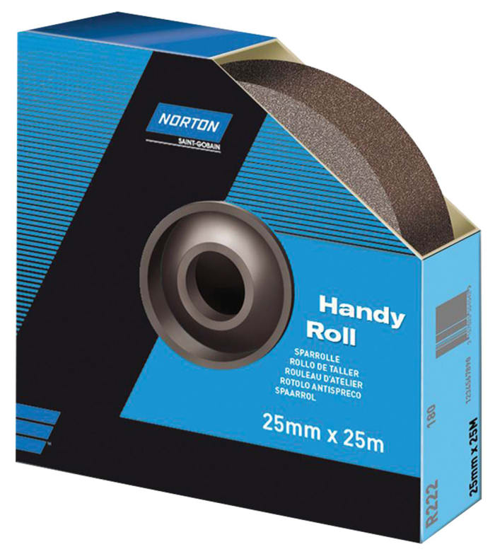 Norton P60 Grit Medium Sandpaper Roll, 25m x 38mm