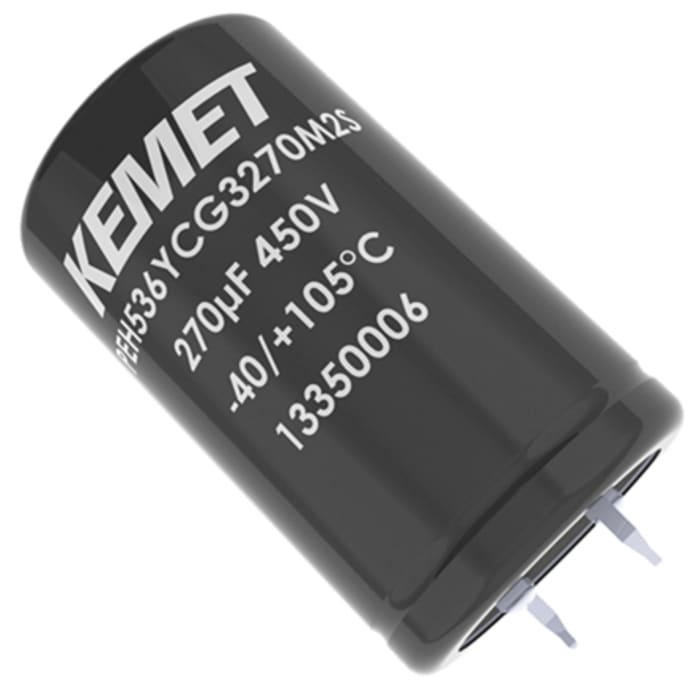 Condensador electrolítico KEMET serie PEH536, 470μF, ±20%, 400V dc, de encaje a presión, 35 x 50mm