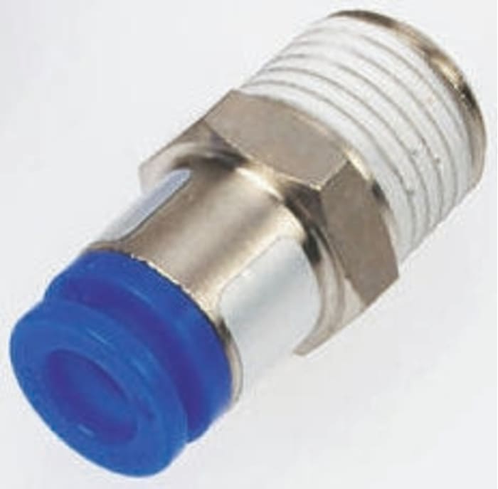 SMC KC Series Straight Threaded Adaptor, R 1/8 Male to Push In 4 mm, Threaded-to-Tube Connection Style