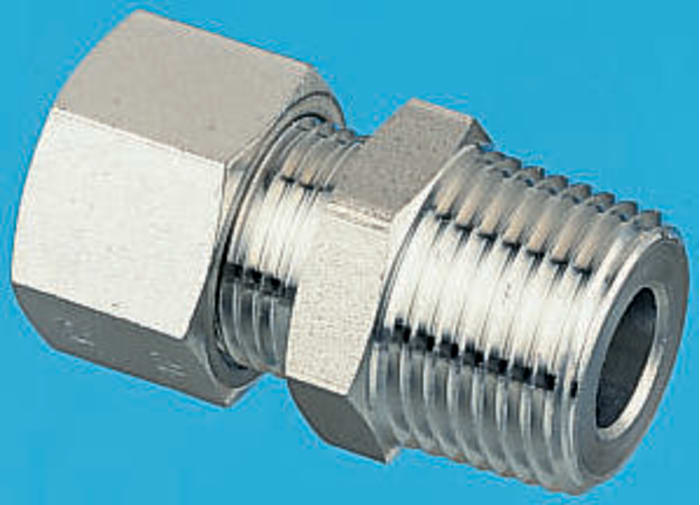 Legris LF3000 Series Straight Threaded Adaptor, NPT 1/8 Male to Push In 8 mm, Threaded-to-Tube Connection Style