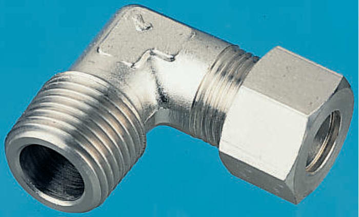 Legris Stainless Steel Pipe Fitting, 90° Elbow, Male BSPT 1/4in