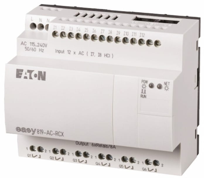 Eaton Mantık Kontrolü, EasyNet, 12 x Giriş, 6 (Röle) x Çıkış, 100 → 240 V ac , Logic Control Module