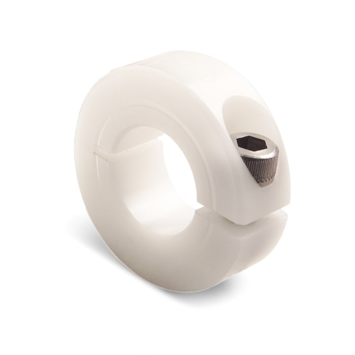 Ruland Shaft Collar, One Piece, Clamp Screw, Bore 12mm, OD 28mm, W 11mm, Plastic
