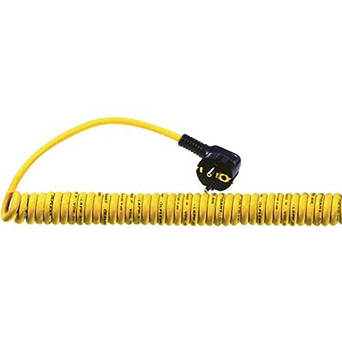 EPIC, Coiled, 600mm 3 Core, Yellow Polyurethane PUR Power Cable +50°C