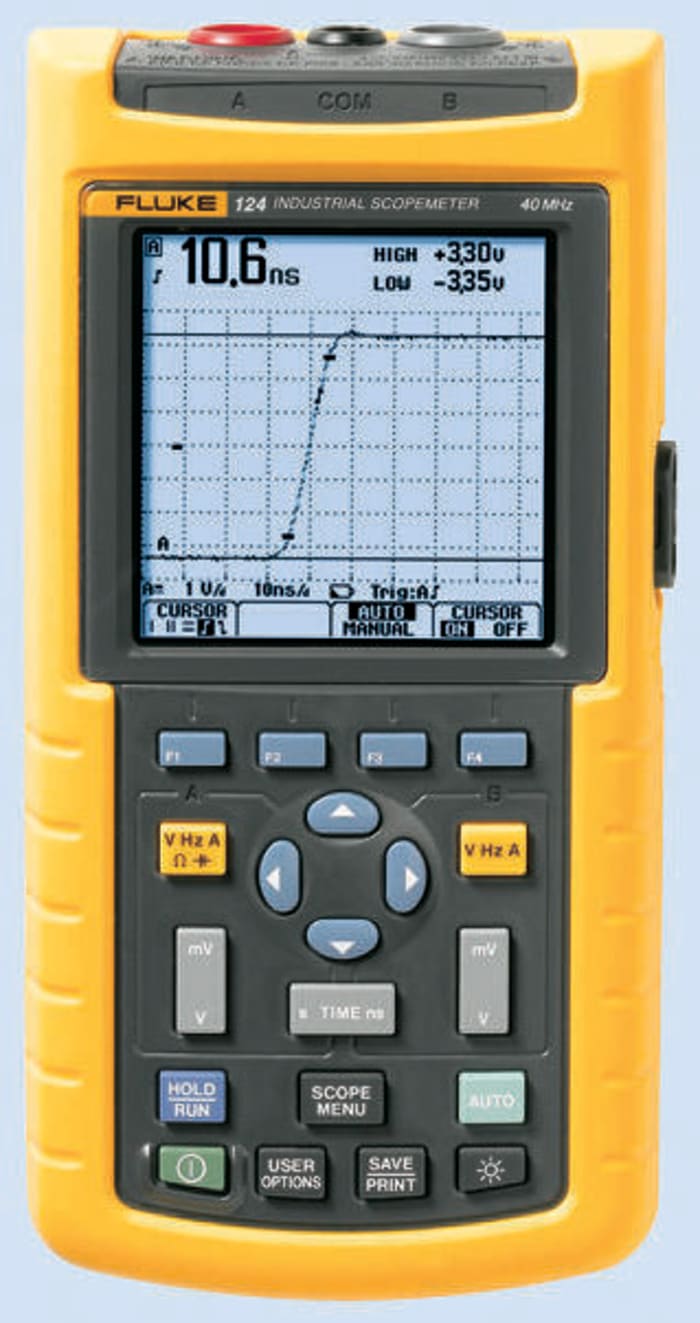 Fluke 124 120 Series, 40MHz Handheld Digital Oscilloscope, 2 Analogue Channels