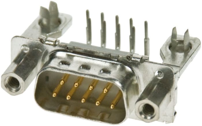 TE Connectivity Amplimite HD-20 9 Way Right Angle Through Hole D-sub Connector Plug, 2.74mm Pitch, with 4-40 UNC Female