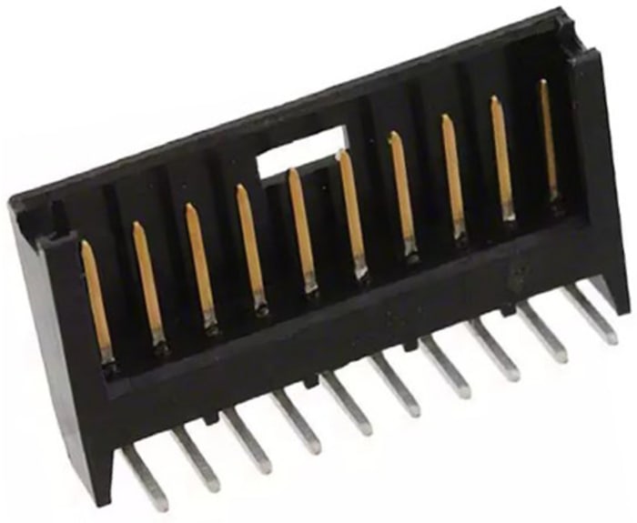 TE Connectivity AMPMODU MOD II Series Right Angle Through Hole PCB Header, 10 Contact(s), 2.54 mm Pitch, 1 Row(s),