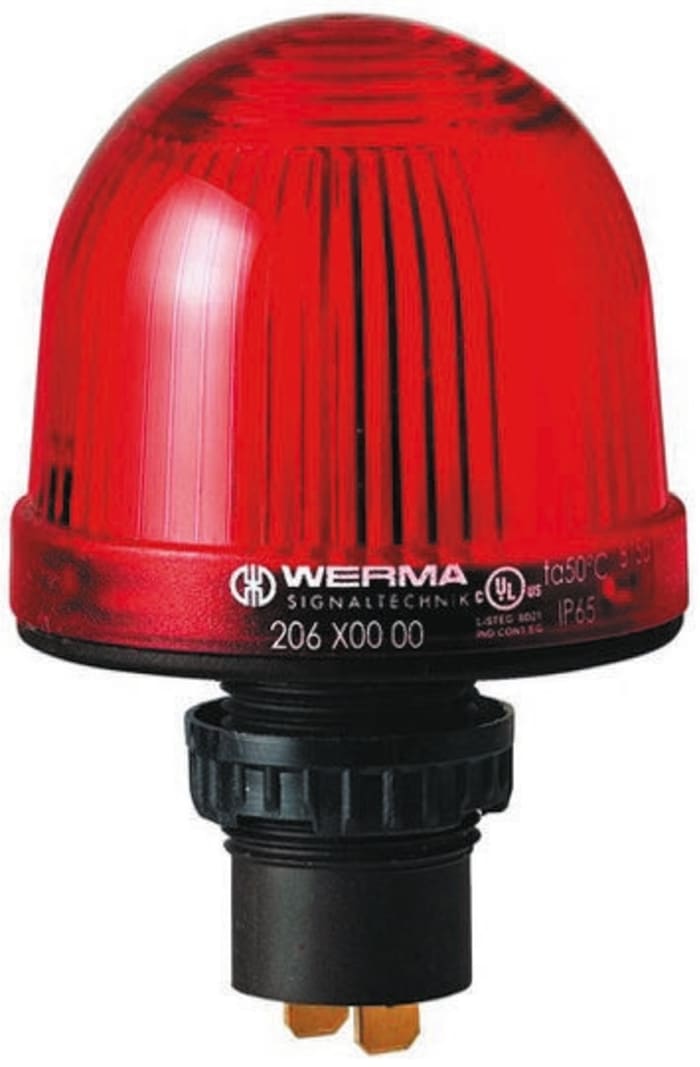 Werma EM 208 Series Red Flashing Beacon, 230 V ac, Built-in Mount, Xenon Bulb, IP65