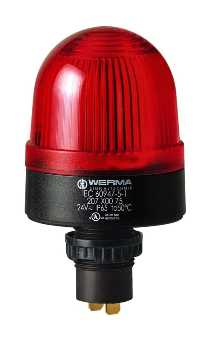 Werma EM 208 Series Red Flashing Beacon, 24 V dc, Panel Mount, Xenon Bulb, IP65