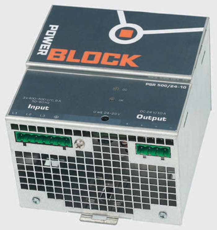 Block Switch Mode DIN Rail Panel Mount Power Supply, 4A Output, 48W