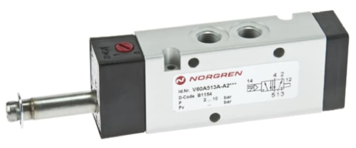 Electrodistributeur pneumatique Norgren série V61 fonction 5/2, Assistée/Ressort, G 1/4