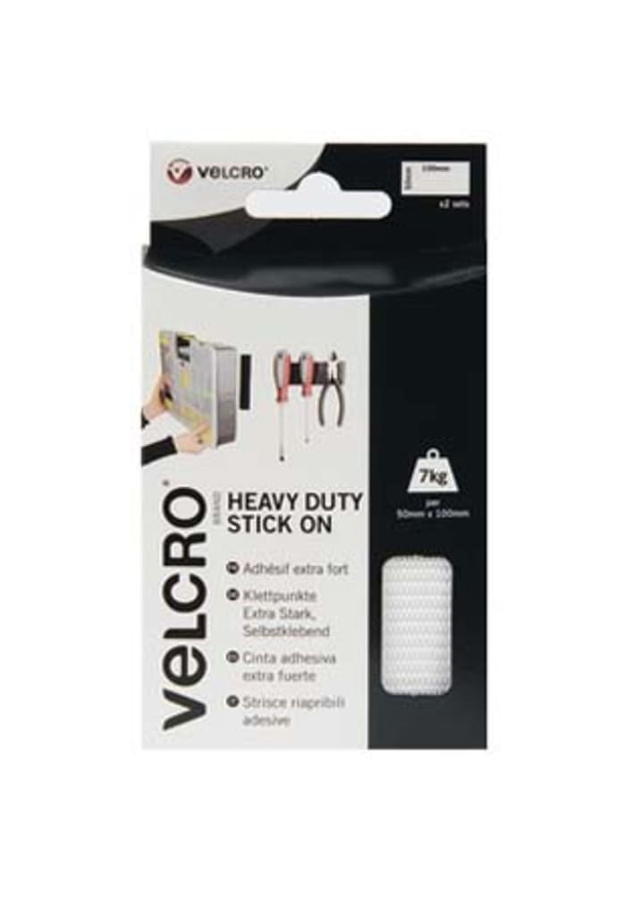 Velcro White Hook & Loop Tape, 50mm x 100mm