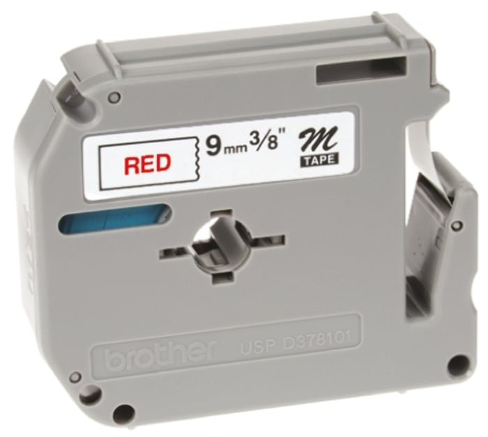 M P-touch red on white plastic tape,9mm