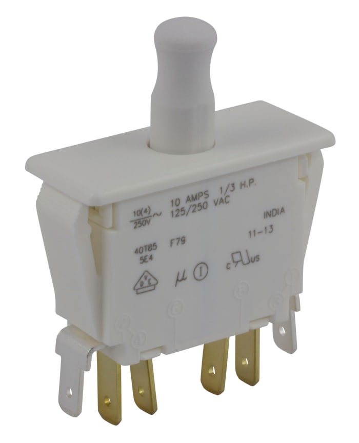 ZF Door Micro Switch, Button, DPDT 10 A @ 250 V ac, -40 → +85°C