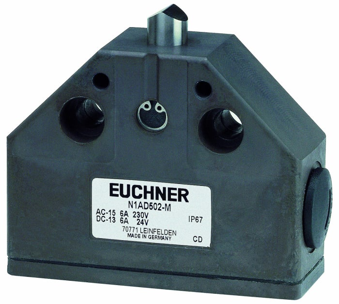 Euchner Plunger Limit Switch, NO/NC, IP67, DPDT, Die Cast Aluminium Housing, 230V ac Max, 10A Max
