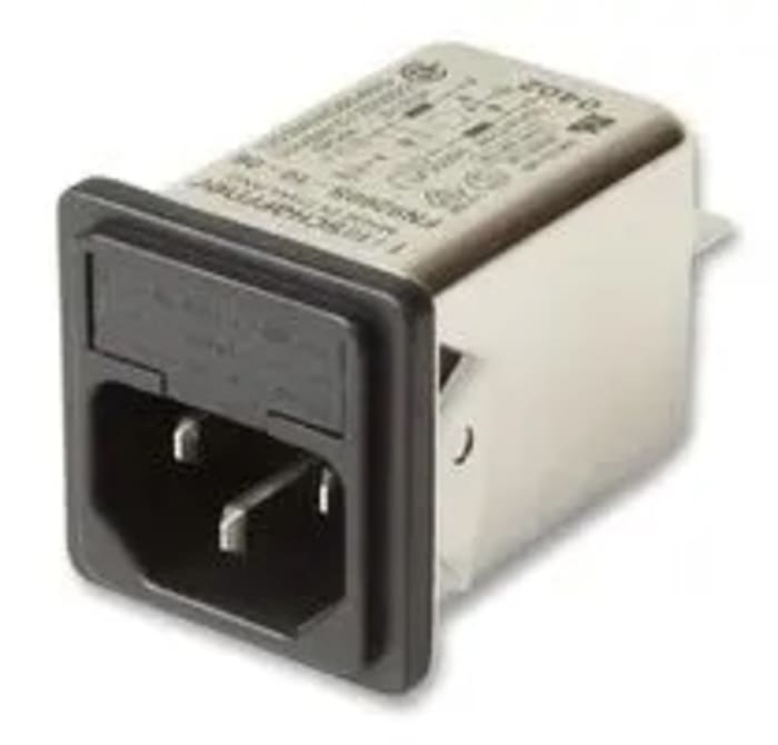 Filtr IEC, Samec IEC/EN 60939, Nasazovací 5 x 20mm, Faston, 4A, 250 V AC, 0 → 400Hz