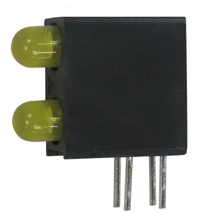 Kingbright L-93A8EB/2YD, Yellow Right Angle PCB LED Indicator, Through Hole 2.5 V