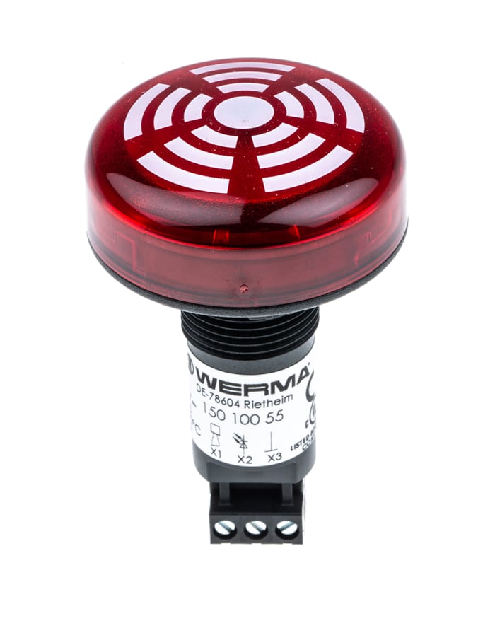 Combinaison balise - buzzer Werma série 150, lentille Rouge à LED, 24 V