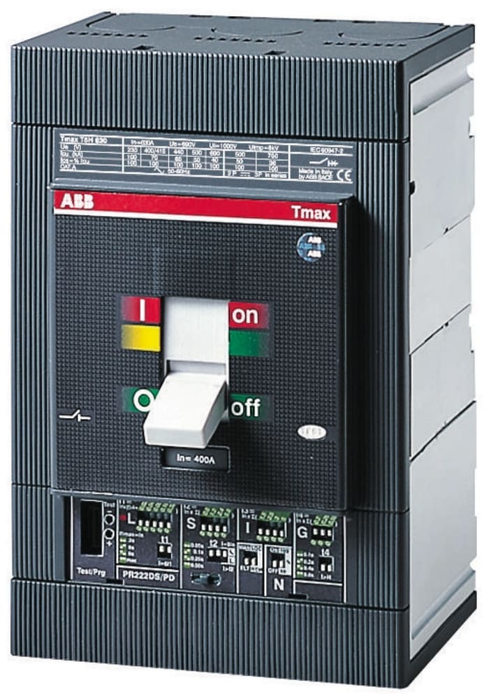 ABB, Tmax MCCB 100 A, Breaking Capacity 25 kA, DIN Rail Mount