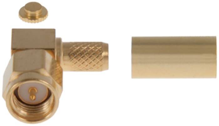 TE Connectivity, Plug Cable Mount, 50Ω, Crimp, Solder Termination, Right Angle Body