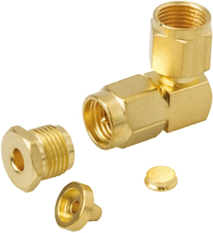 TE Connectivity, Plug Cable Mount SMA Connector, 50Ω, Clamp Termination, Right Angle Body