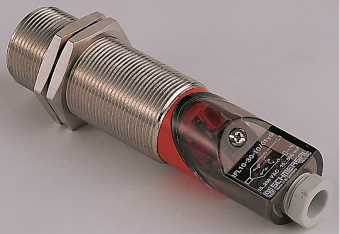 Schmersal Inductive Threaded Barrel Proximity Sensor, M30, 10 mm Detection, 2-Wire NO/NC, 15 → 250 V ac