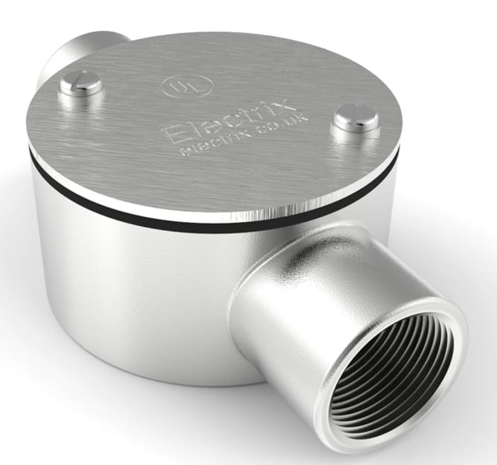 RS PRO Through Box, Conduit Fitting, 25mm Nominal Size, 316 Stainless Steel, Silver IP67 rating