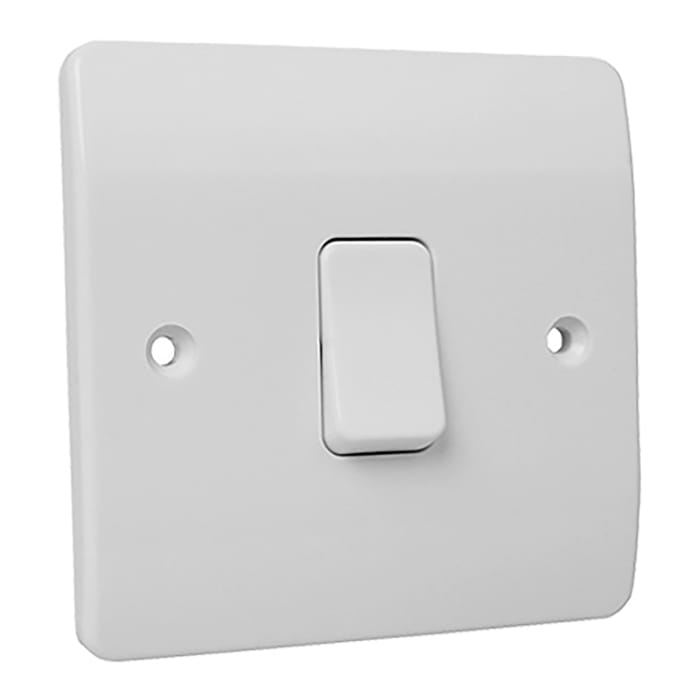 MK Electric White Rocker Light Switch, 2 Way, 1 Gang, Logic Plus