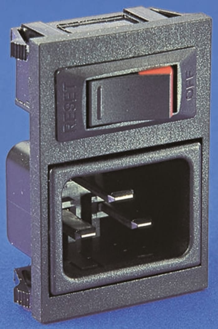 Bulgin C14 Snap-In IEC Connector Male, 10A, 250 V