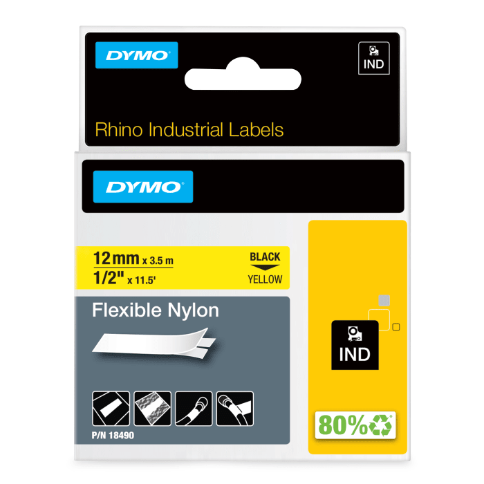 Dymo Black on Yellow Label Printer Tape, 3.5 m Length, 12 mm Width