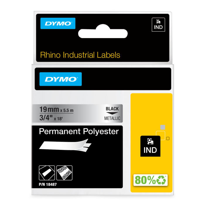Ruban pour étiqueteuse Dymo 5,5 m x 19 mm Noir sur Argent