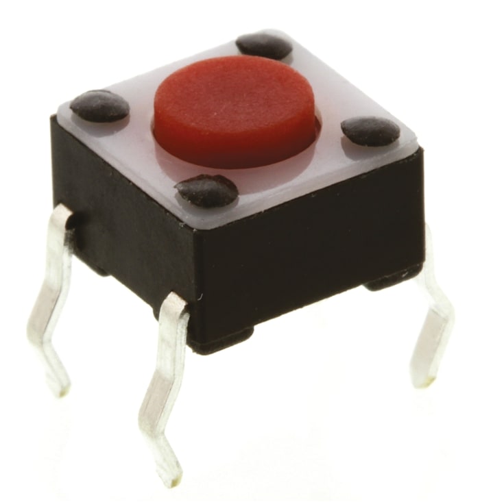 TE Connectivity Red Button Tactile Switch, SPST 50 mA @ 24 V dc 0.7mm Surface Mount