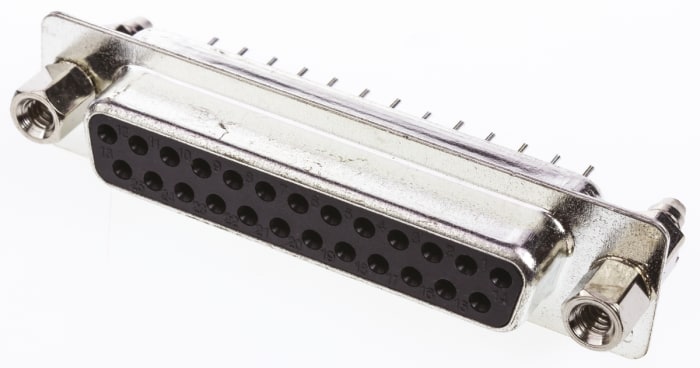 TE Connectivity AMPLIMITE HDP-20 25 Way PCB D-sub Connector Socket, 2.77mm Pitch, with 4-40 UNC Female Screwlocks,