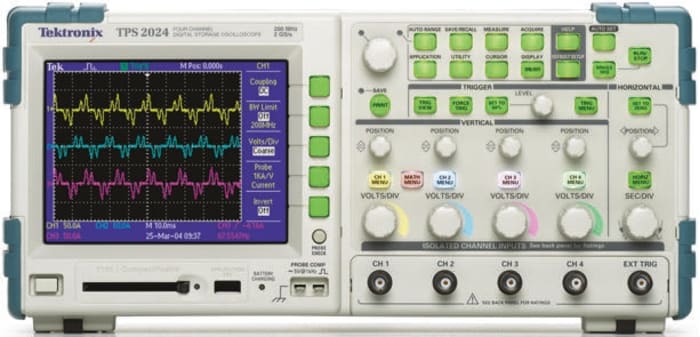 Osciloscopio digital de banco Tektronix TPS2024, canales:4 A, 200MHZ, interfaz RS232, Tipo C - Conector Europeo, Tipo G