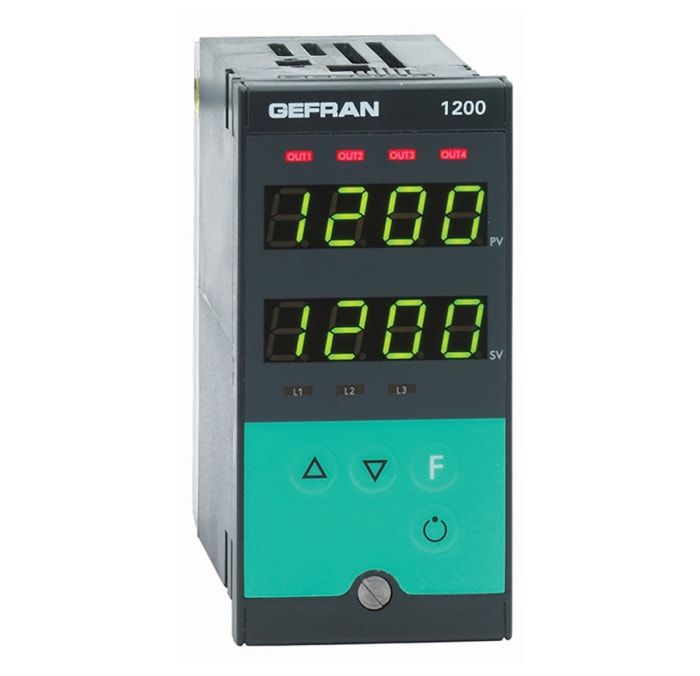 Gefran 1200 PID Temperature Controller, 96 x 48 (1/8 DIN)mm, 3 Output Relay, 100 V ac, 240 V ac Supply Voltage ON/OFF