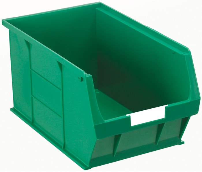 Bac de rangement RS PRO Vert en Polypropylène Portable, 181 mm x 205 mm x 350 mm