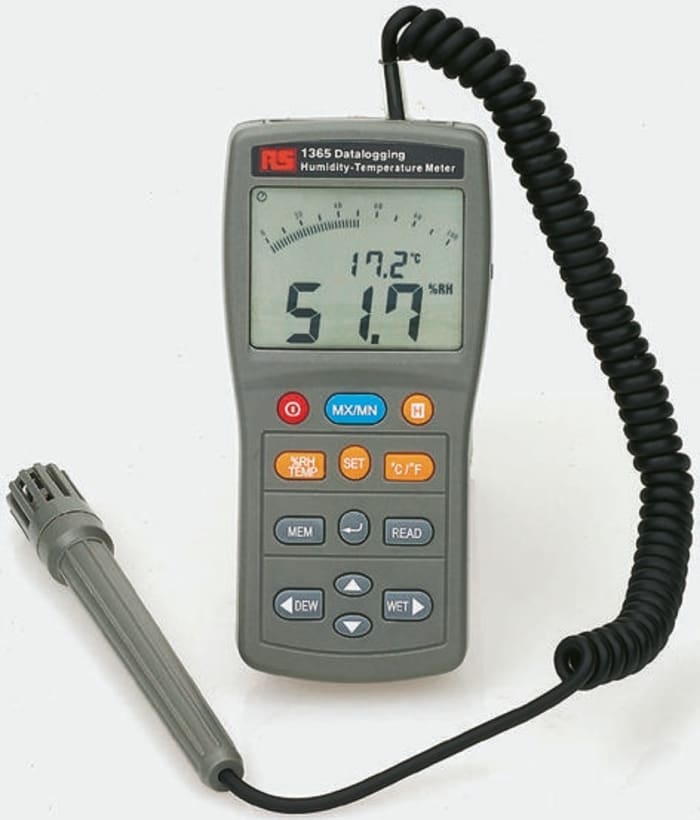 RS PRO Handheld Thermohygrometer, ±3 %RH Accuracy, +60°C Max, 99%RH Max
