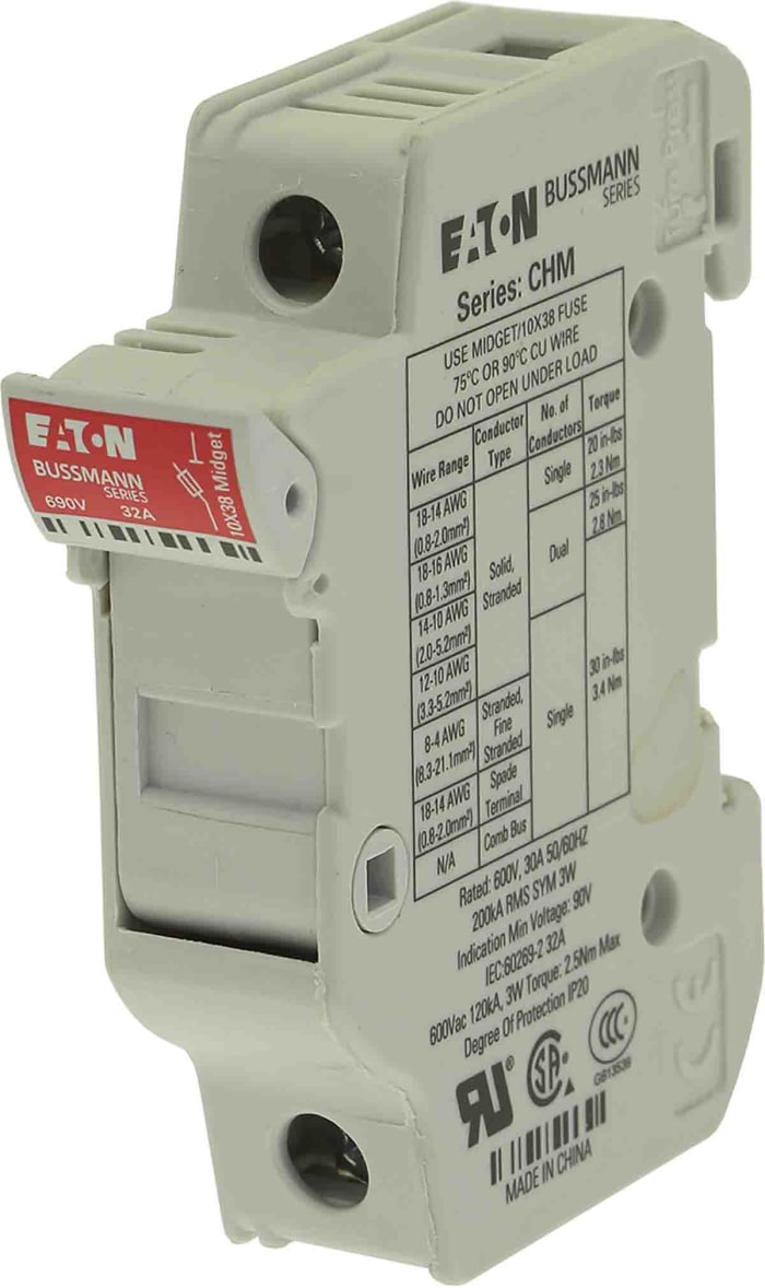 CHM1DU Eaton Bussmann Series Portafusibles para montaje en carril