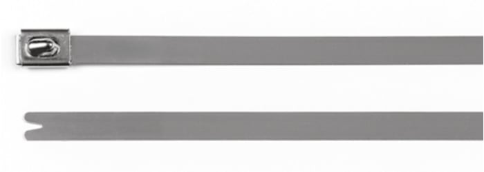 HellermannTyton Cable Tie, Roller Ball, 201mm x 7.9 mm, Metallic 304 Stainless Steel, Pk-50