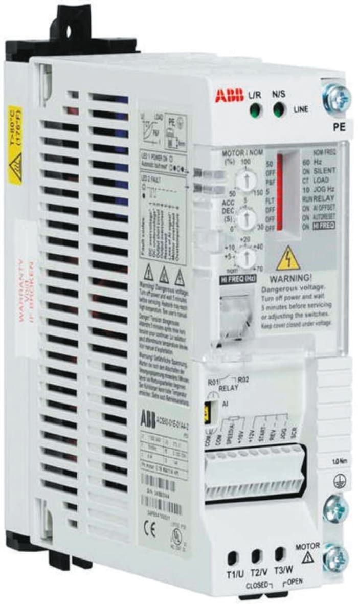 ABB Inverter Drive, 0.12 kW, 1 Phase, 230 V, 1.4 A, ACS50 Series