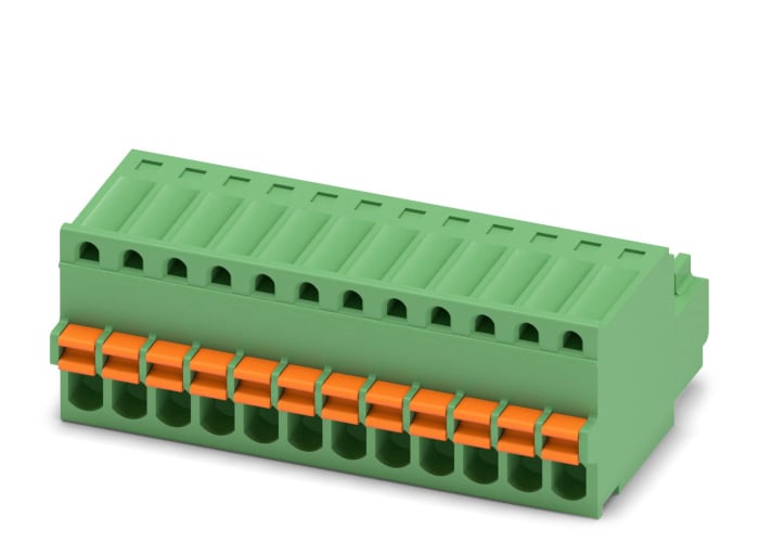 Phoenix Contact, 2.5mm Pitch, FK-MC 0.5/12-ST-2.5, 12 Way, , Pluggable Terminal Block, Plug, Cable Mount, Spring Cage