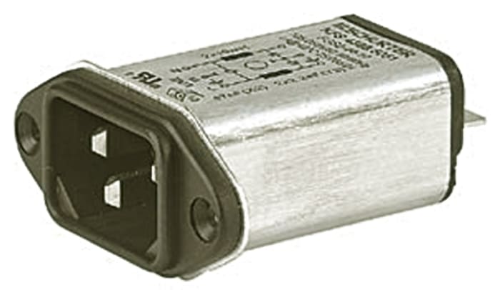 Schurter 1A, 250 V ac Male Panel Mount IEC Filter 4300.5051, Quick Connect None Fuse
