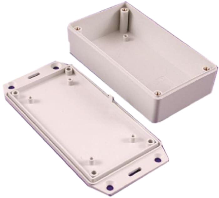 Hammond 1591 Series Grey Flame Retardant ABS Enclosure, IP54, Flanged, Grey Lid, 112 x 62 x 27mm