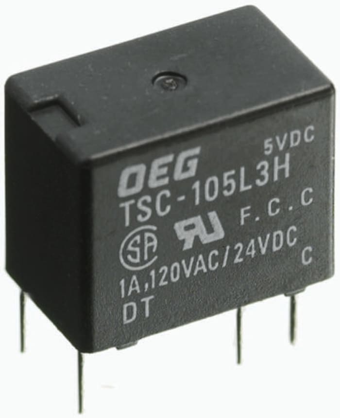TE Connectivity PCB Mount Non-Latching Relay, 24V dc Coil, 1A Switching Current, SPDT