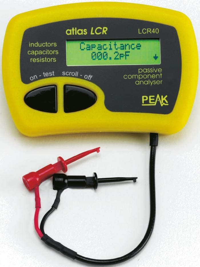 Pont RLC portatif Peak Electronic Design, LCR40, cap. max 10000μF, résistance max 2 MΩ